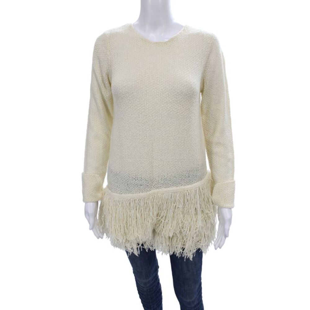 Johanna Ortiz Unisex Pullover Sweater Beige Wool-Acrylic Long Sleeve Size S